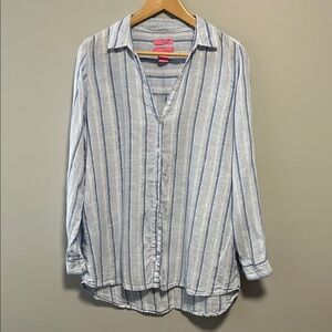 Isaac Mizrahi Linen Button Down Shirt